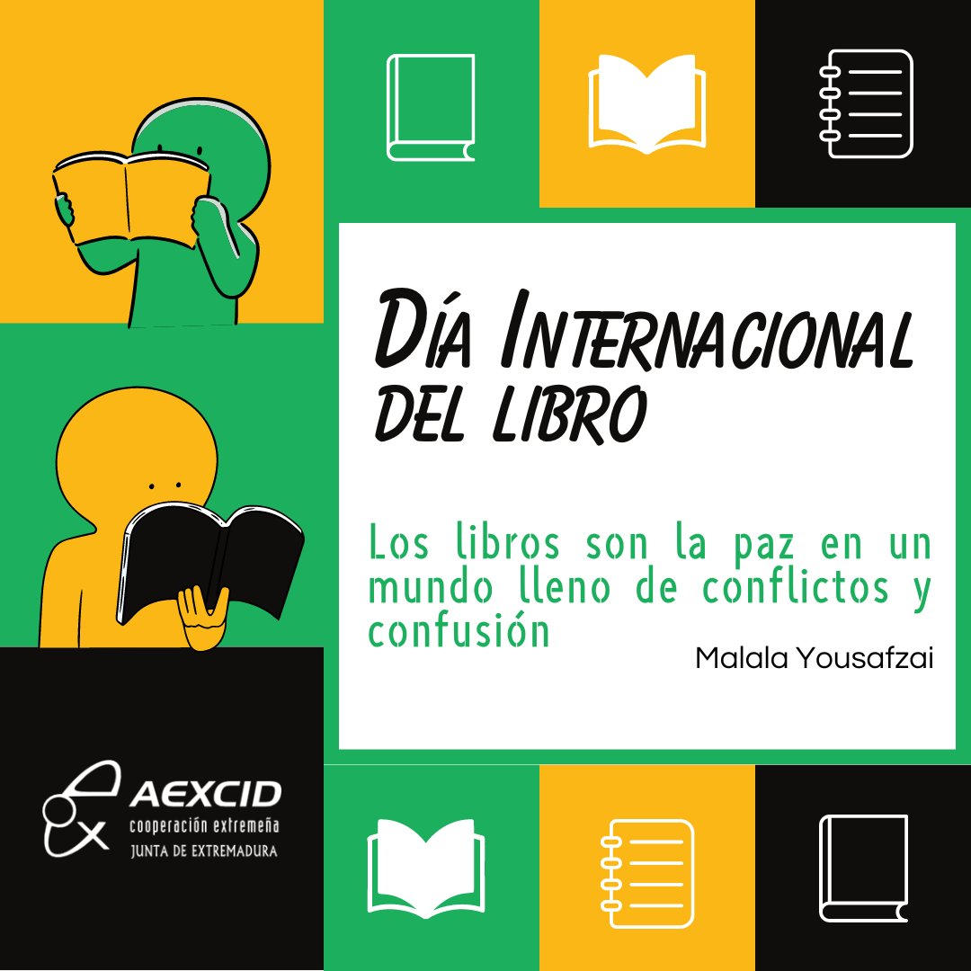 📚 Hoy conmemoramos el #DiaInternacionalDelLibro recordando la cita de @Malala 'Los libros son la paz en un mundo lleno de conflictos y confusión' @Junta_Ex @presidenciaEXT #CooperacionExtremeña #cooperacioninternacional #libro #libros