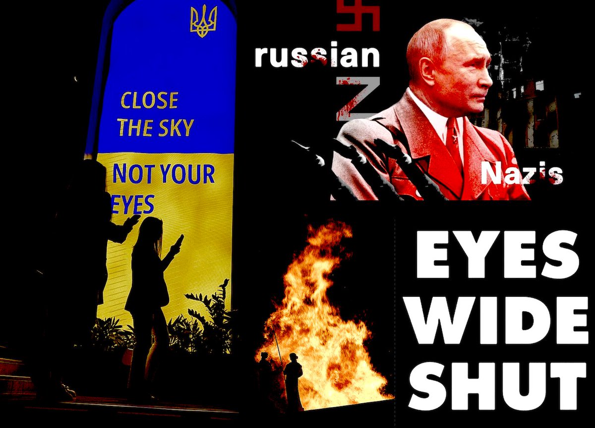 @FacciniMyriam je complétais ce matin un premier collage *Kubrick* avec ces mots percutants, Close the Sky Not your Eyes  
inscrits sur un Appel Lumineux présent en Ukraine, découvert hier sur TwitterX.