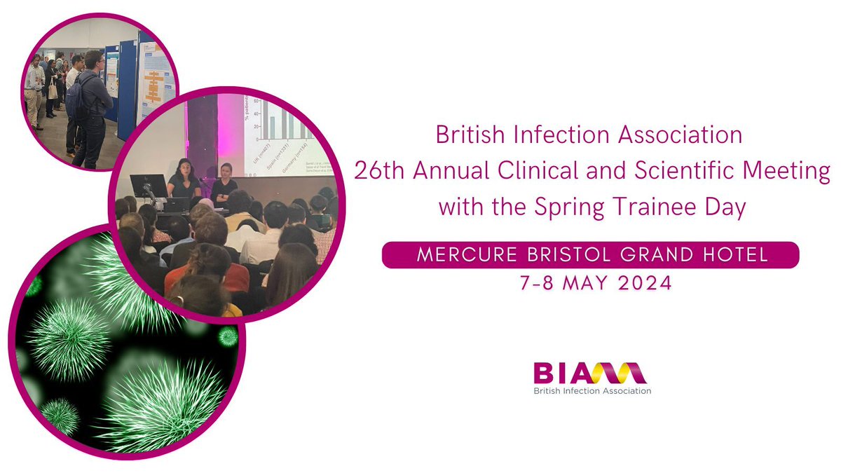 Join us for the BIA 26th Annual Clinical and Scientific Meeting with the Spring Trainee Day 2024 ⭐Trainees Day – 7th May ⭐Scientific Meeting – 8th May Everyone is welcome to both days buff.ly/3RR2Ffe #Infection #InfectionEvent #IDTwitter #AMR