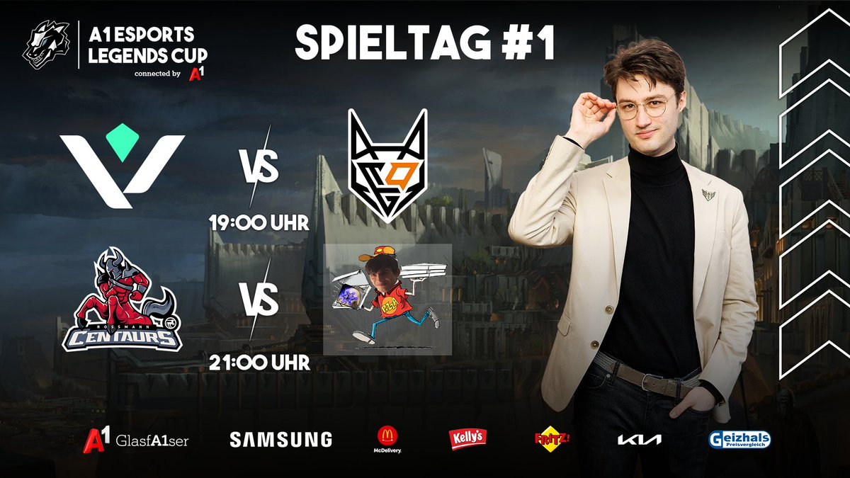 A1 eSports (@a1esports_at) on Twitter photo Let the Battle begin! ⚔️
Spieltag #1 im A1 eSports Legends Cup steht an 🔥
Game 1️⃣ - 19:00 Uhr
<a href="/Veni_eSports/">Veni eSports</a> 🆚 <a href="/TOGfoxes/">TeamOrangeGaming</a>
Game 2️⃣ - 21:00 Uhr
@HNVRxROSSMANN 🆚 Pizzaboten Reloaded
Wer legt den besten Start hin? 👀
🎙️ <a href="/Lockh4rdt/">Lukas Reiff</a> & <a href="/REALCasbah/">Casbah</a>
📺 twitch.tv/a1esports Let the Battle begin! ⚔️
Spieltag #1 im A1 eSports Legends Cup steht an 🔥
Game 1️⃣ - 19:00 Uhr
<a href="/Veni_eSports/">Veni eSports</a> 🆚 <a href="/TOGfoxes/">TeamOrangeGaming</a>
Game 2️⃣ - 21:00 Uhr
@HNVRxROSSMANN 🆚 Pizzaboten Reloaded
Wer legt den besten Start hin? 👀
🎙️ <a href="/Lockh4rdt/">Lukas Reiff</a> & <a href="/REALCasbah/">Casbah</a>
📺 twitch.tv/a1esports