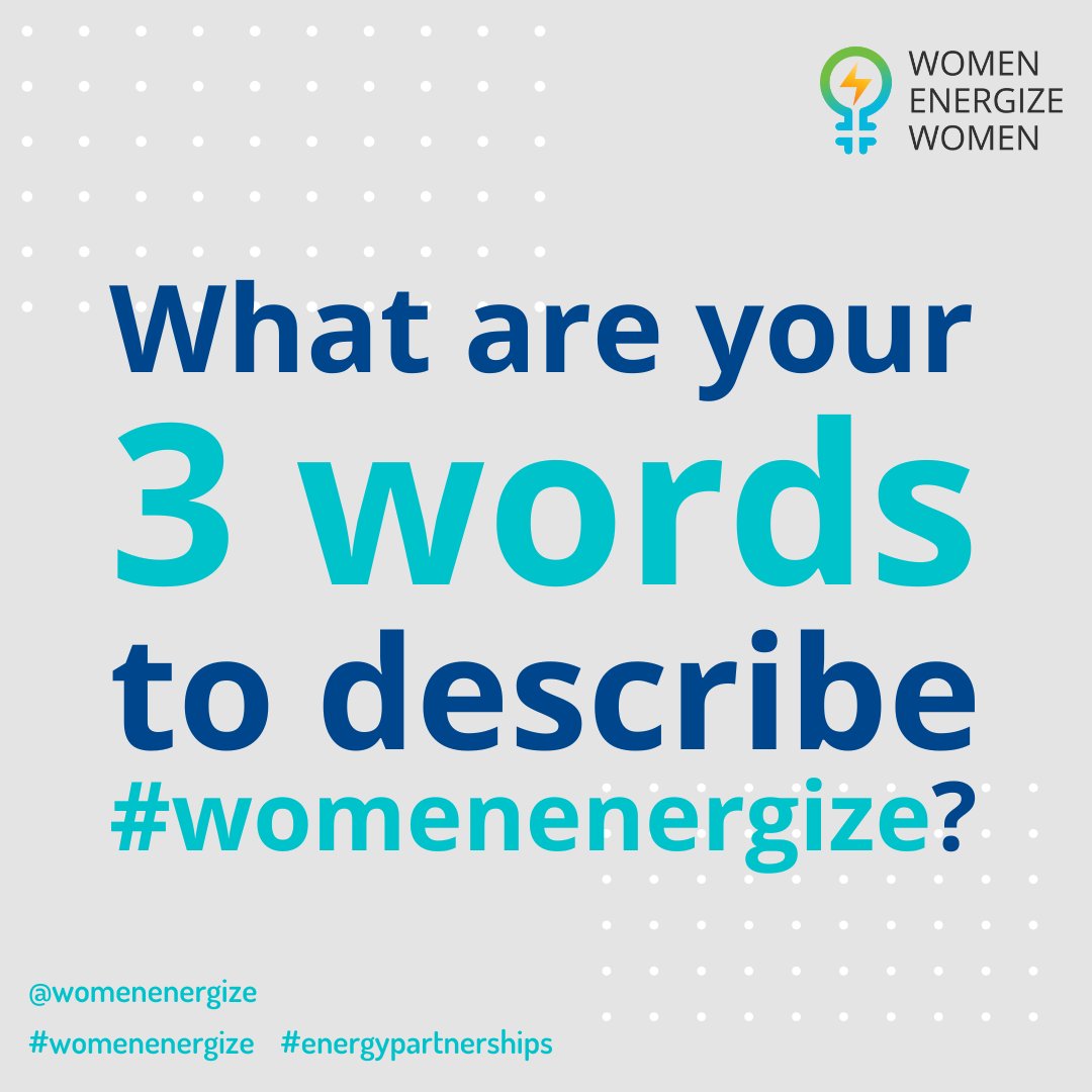 3️⃣ #keywords to describe #womenenergize : what would your words be?

Let's find out and write in the comments!

#empowerment #energytransition #energypartnerships #womenempowerment #womeninenergy #womeninrenewables #womenentrepreneur

@bmwk @giz_gmbh @beemerkenswert