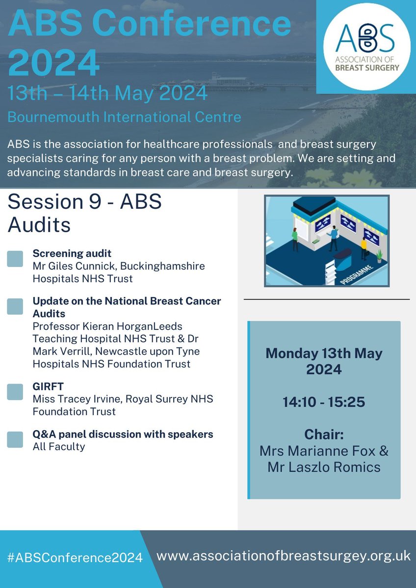 Session 9 of the #ABSConference2024 will look at ABS Audits, including an update on the National Breast Cancer Audits and GIRFT. Registration closes on 3rd May. Book here buff.ly/3Tb64Yd