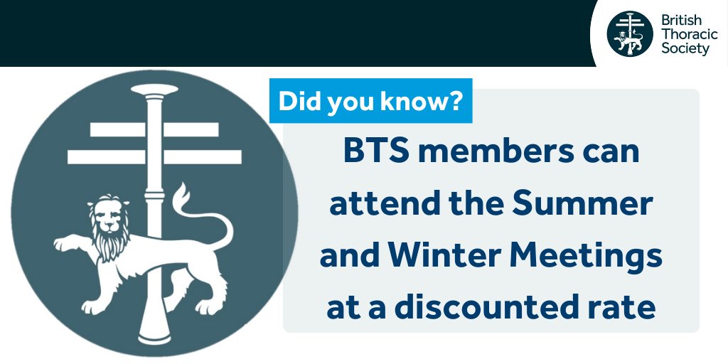 BTS membership has a range of benefits, including discounts on: BTS Summer and Winter Meetings, @EuroRespSoc membership and the opportunity to join BTS Committees and Specialist Advisory Groups. Learn more: bit.ly/3zVzdw5