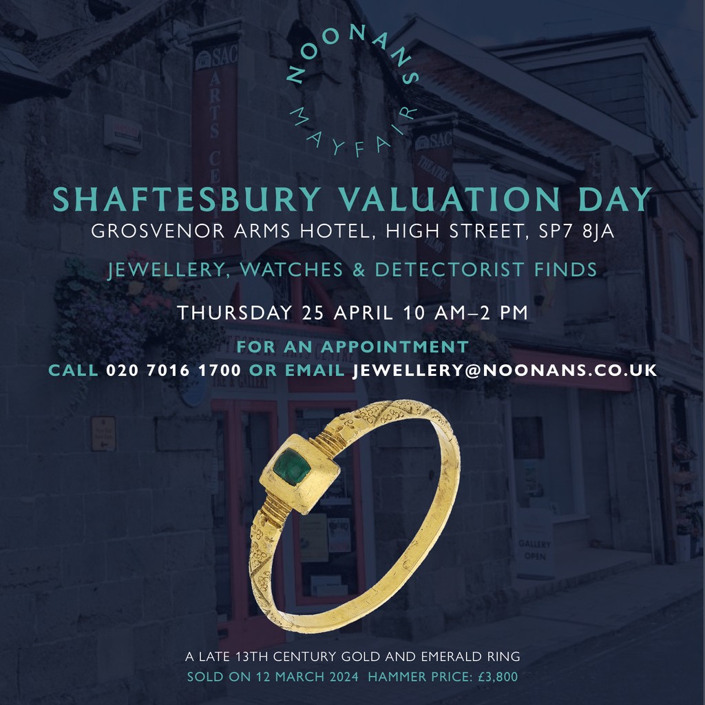 THIS WEEK! #JEWELLERY #WATCHES #DETECTORISTFINDS #VALUATIONDAY #SHAFTESBURY #DORSET Grosvenor Arms Hotel, High Street, Shaftesbury SP7 8JA Thursday, April 25, 2024 10 am - 2pm Please ring for an appointment noonans.co.uk/news-and-event…