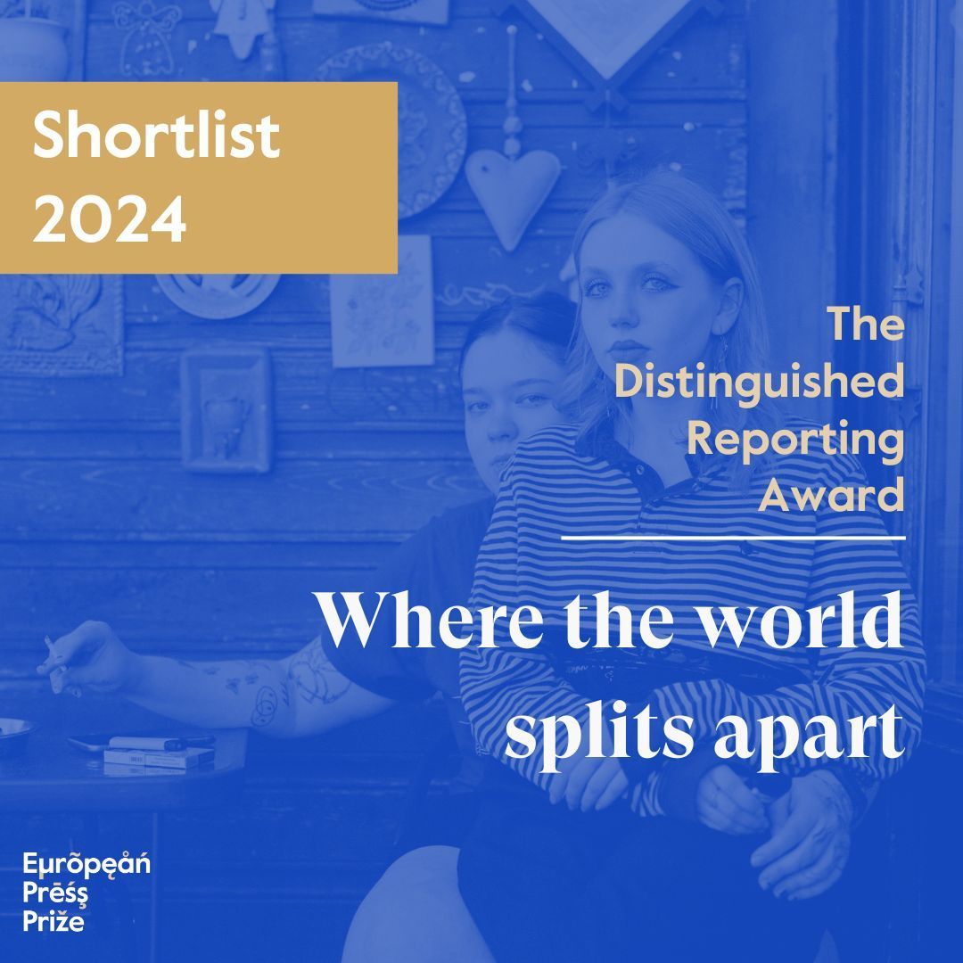 Shortlisted for our 2024 Distinguished Reporting Award is 'Where the world splits apart' by @hsussebach  ✨

2024 Shortlist ➡️ buff.ly/4acSTMD

Picture: Natalia Kepesz

#europeanpressprize