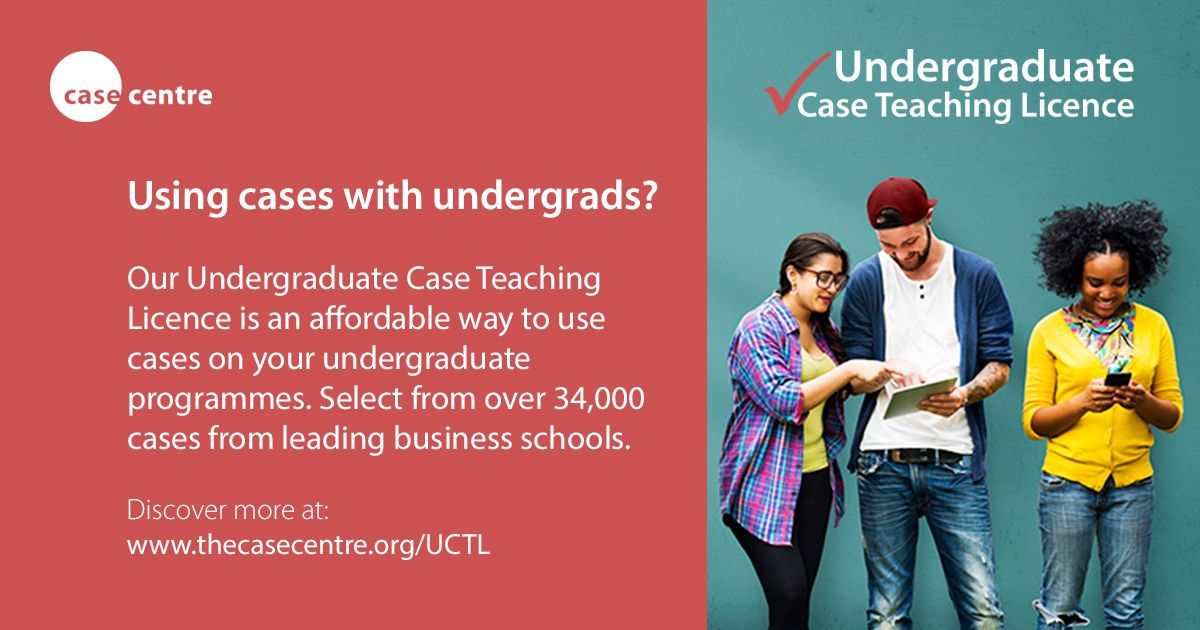 Want to get your undergraduates involved in the classroom? Our Undergraduate Case Teaching Licence is an affordable way for you to access 51,000+ cases, management articles and book chapters from a diverse range of leading business schools. MORE INFO 👉 thecasecentre.org/UCTL