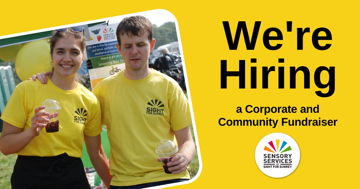 Remember, the deadline to apply for our Corporate and Community Fundraiser role is tomorrow, Wednesday 24th April. Don't leave it too late!

For information on this role and how to apply go to: sightforsurrey.org.uk/news/we-are-re…

#NowHiring #FundraisingJobs (1/2)