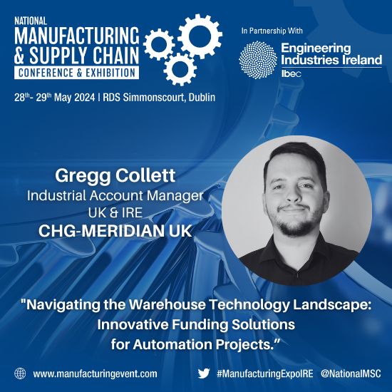 We are delighted to announce that Gregg Collett, Industrial Account Manager, will speak at The National Manufacturing & Supply Chain & Co-Located Events on the 28th & 29th of May in the RDS Simmonscourt Dublin Register here -> lnkd.in/eTFsURBh #ManufacturingExpoIRE