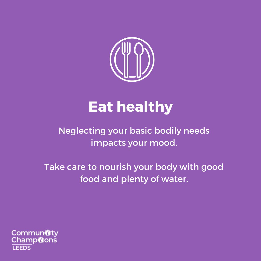 Tip #3: Eat healthy A healthy diet can improve your mood. Getting enough nutrients (including essential vitamins and minerals) and water can help your mental well-being. #stressawarenessmonth #wellbeing #mentalhealth #stressawareness