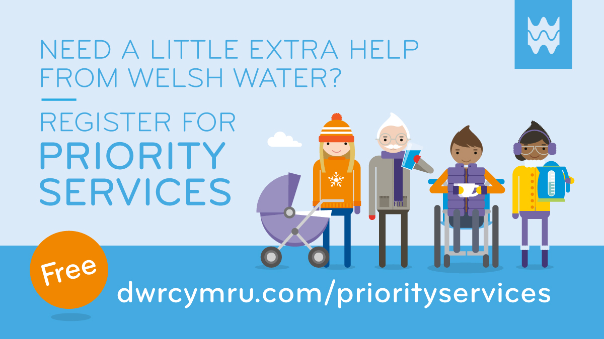 If you have particular requirements due to your age, health, medical condition or extra communication requirements please register with us so that we can help adapt our services to your needs 👬 👉dwrcymru.com/priorityservic…