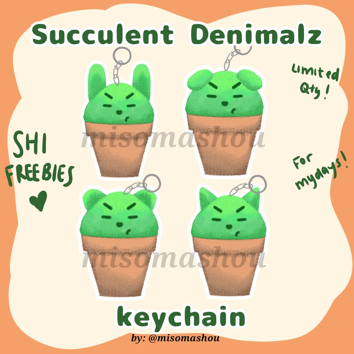 🌵 FREEBIES SHI 2024🌵
Succulent Denimalz keychain 😾 by @misomashou 

🗓 May 4th, 2024
📍 BCIS 
⏳️TBA

🍀 for myday only
🍀 limited qty
🍀 open for trade (limited slot) -> DM
🍀 rts/likes will be appreciated

How to claim?
Just rt/like this tweet and say hi!

SEE U AT VENUE😘