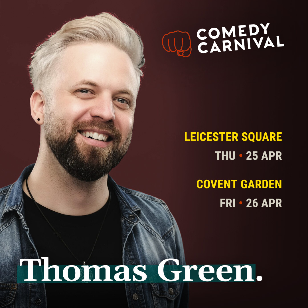 International stand up comedy this Thursday, feat. @iamthomasgreen, @markthomasinfo, @AlexKitson0, #WillKitt, @ComedyCyclopath, and #PeteGionis as MC. Tickets: comedycarnival.co.uk/leicester-squa… Doors 7pm - 8pm. Show 8pm - 10:15pm.