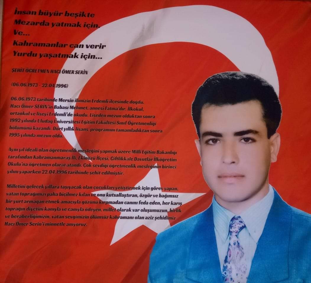 Hain terör örgütü pkk tarafından şehit edilen, Erdemli'li öğretmen Hacı Ömer Serin'i şehadetinin 28. Yılında saygı ve minnetle anıyoruz.