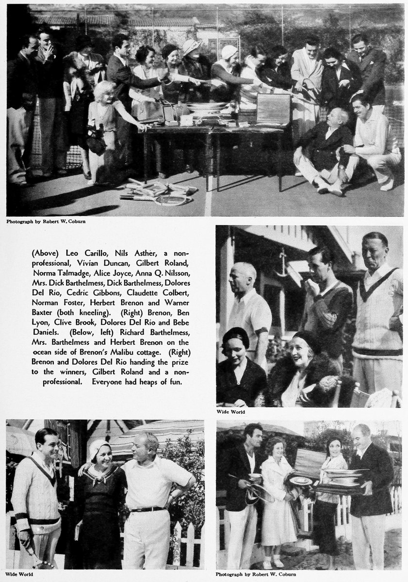 Malibu Tournament
Modern Screen, December 1931

#busterkeaton #damfino #gilbertroland #normatalmadge #Doloresdelrio #bebedaniels #robertmontgomery #lewcody #oldhollywood #tennis