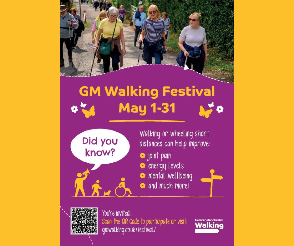 It's not too late to take part in GM Walking Festival happening all throughout May, spanning across the vibrant streets and serene parks of Manchester!🌿🚶‍♀️ Find your perfect stroll on the GM Walking website: gmwalking.co.uk/festival/festi… ✨ #GMWalkingFestival #Manchester