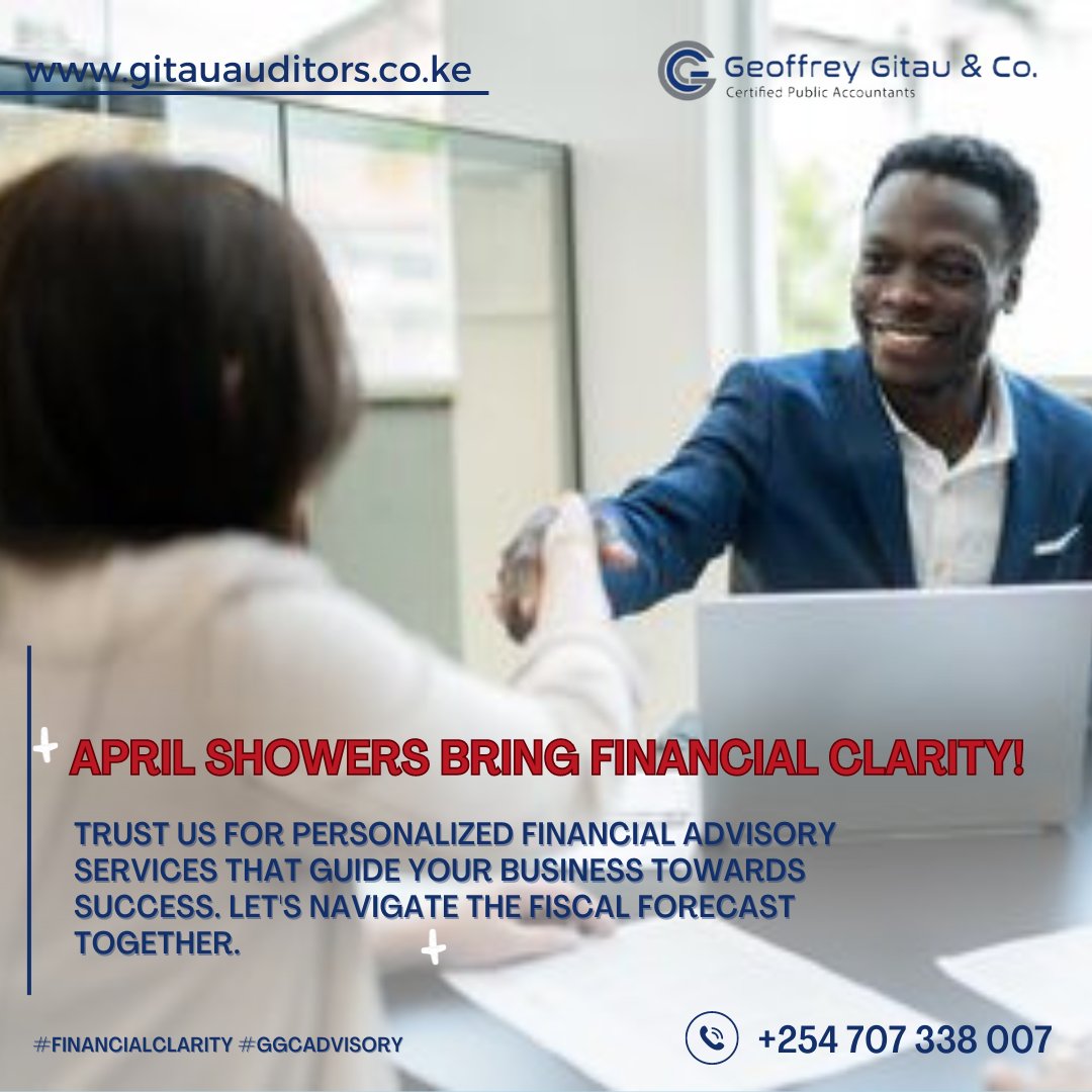 Clear skies ahead! April showers bring financial clarity with our personalized advisory services. Let us guide your business towards success as we navigate the fiscal forecast together. #FinancialClarity #GGCAdvisory #accounting #finance #auditing