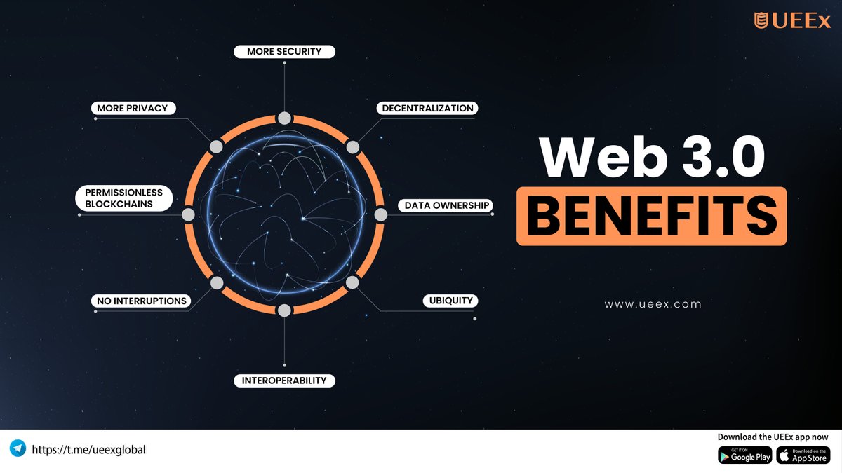 Web 3.0 is the future. Don’t miss out these benefits.

Join our telegram channel for more updates
link-  t.me/ueexglobal

#Bitcoin #Ethereum #Crypto 
#CryptoSuccess #CryptoPortfolio
#FinancialSuccess #SpreadLove
#SmartInvesting #LearnToTrade