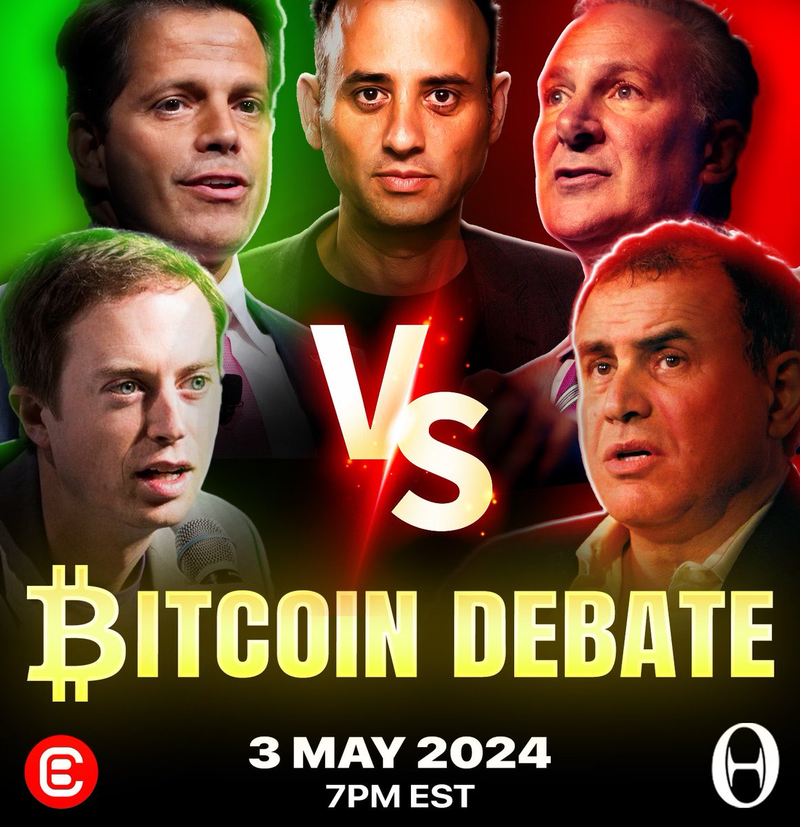 🚨$0 or $1M - THE GREAT DEBATE!🚨 At 7pm on May 3rd is a huge crypto debate between @Scaramucci @ErikVoorhees @Nouriel and @PeterSchiff to end this ONCE AND FOR ALL. It’s going to be interesting and BRUTAL! Live on @crypto_banter and @zerohedge ⏰ Set reminders NOW!!