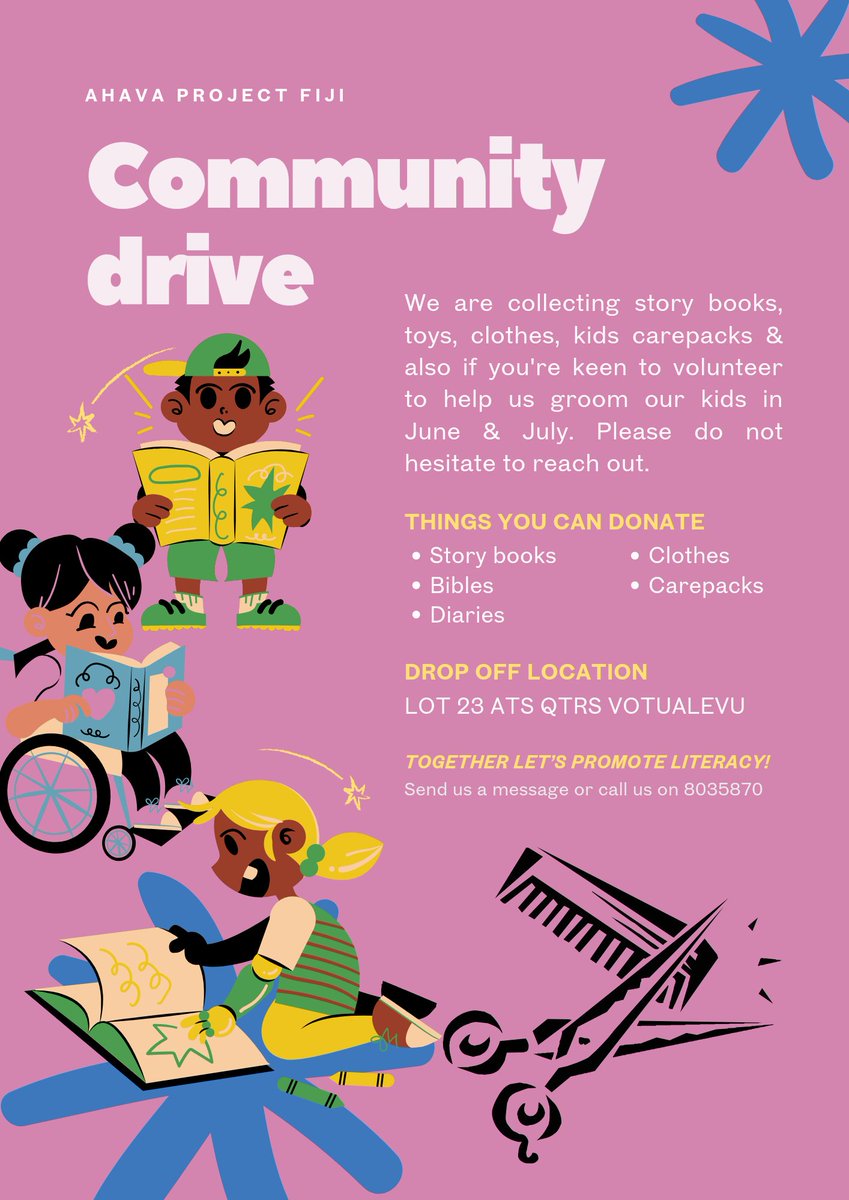 COMMUNITY DRIVE FOR LOLOMA HOME PROJECT &amp; DAULOMANI SAFE HOME PROJECT ♥️
Please refer to the flyer for more details or call us on 8035870