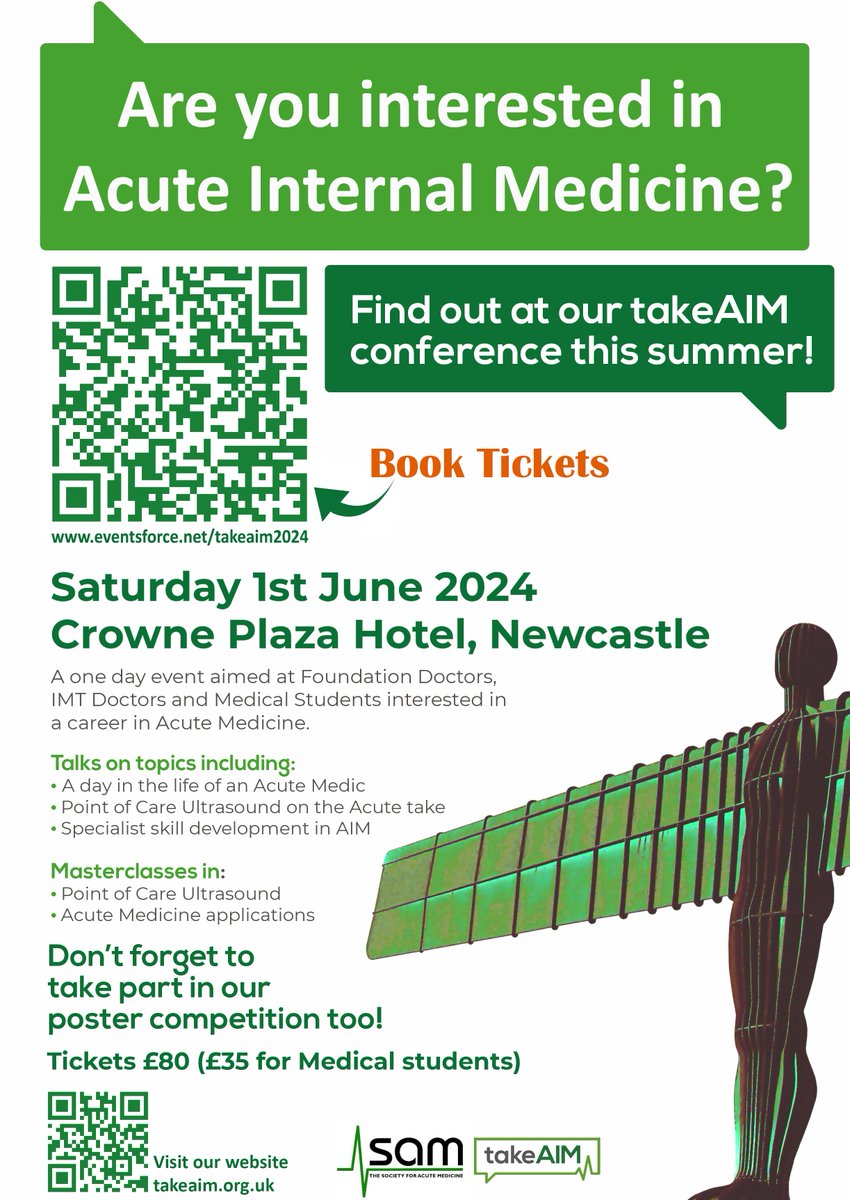 Seats are filling up for our annual event! @acutemedicine There's still time to submit a poster Speakers are confirmed (announcements shortly) Going to be a great day #takeAIM #takeAIM24