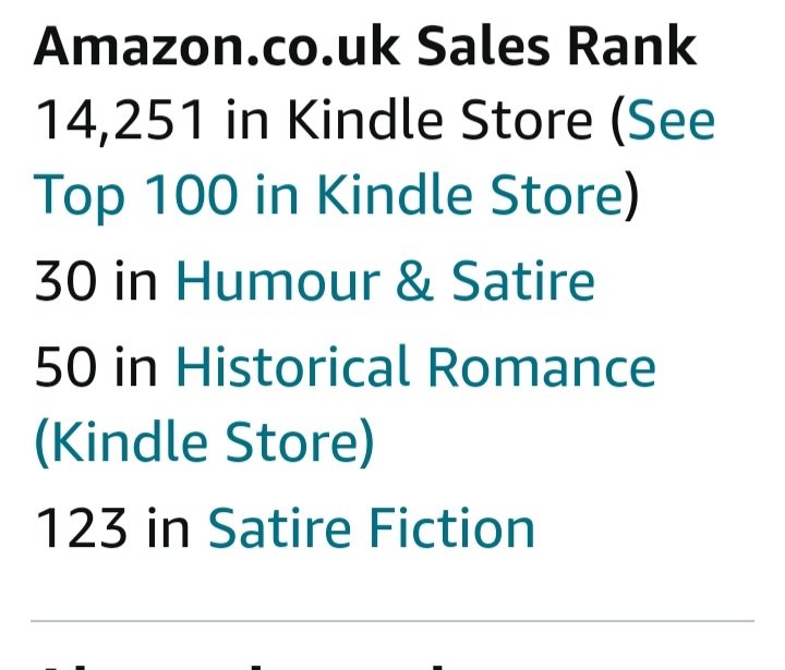 Ooh, #NoLifeForALady flying high in the kindle charts today! Number 30 in Humour and Satire...🤗🥰 If you want to join the rush, links are on my website at hannahdolby.net.