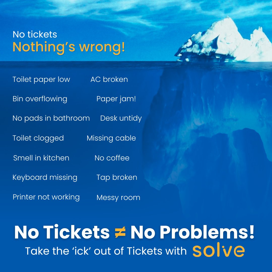 No tickets may make it seem like nothing's wrong, but look below the surface and you'll find there's plenty that needs solving! 

Solve makes reporting a problem easy and allows you to make iterative changes.

Find out more👇
🔗eu1.hubs.ly/H08L4NK0

#SmartBuildings #Innovation