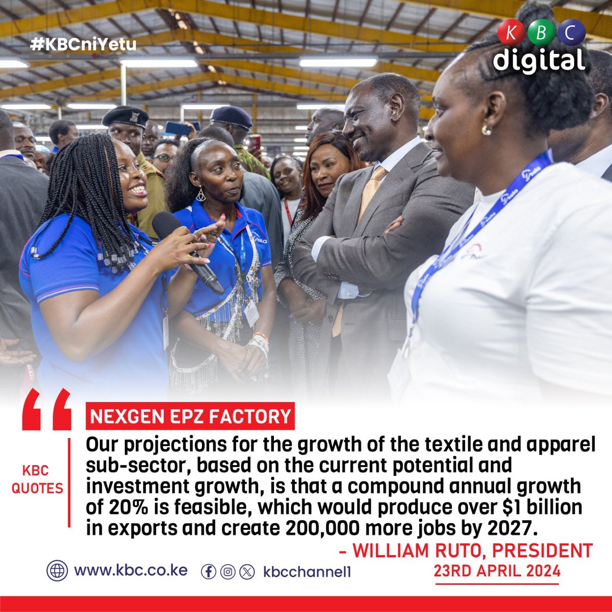 ‘Our projections for the growth of the textile and apparel sub-sector, based on the current potential and investment growth, is that a compound annual growth of 20% is feasible, which would produce over $1 billion in exports and create 200,000 more jobs by 2027.' - William