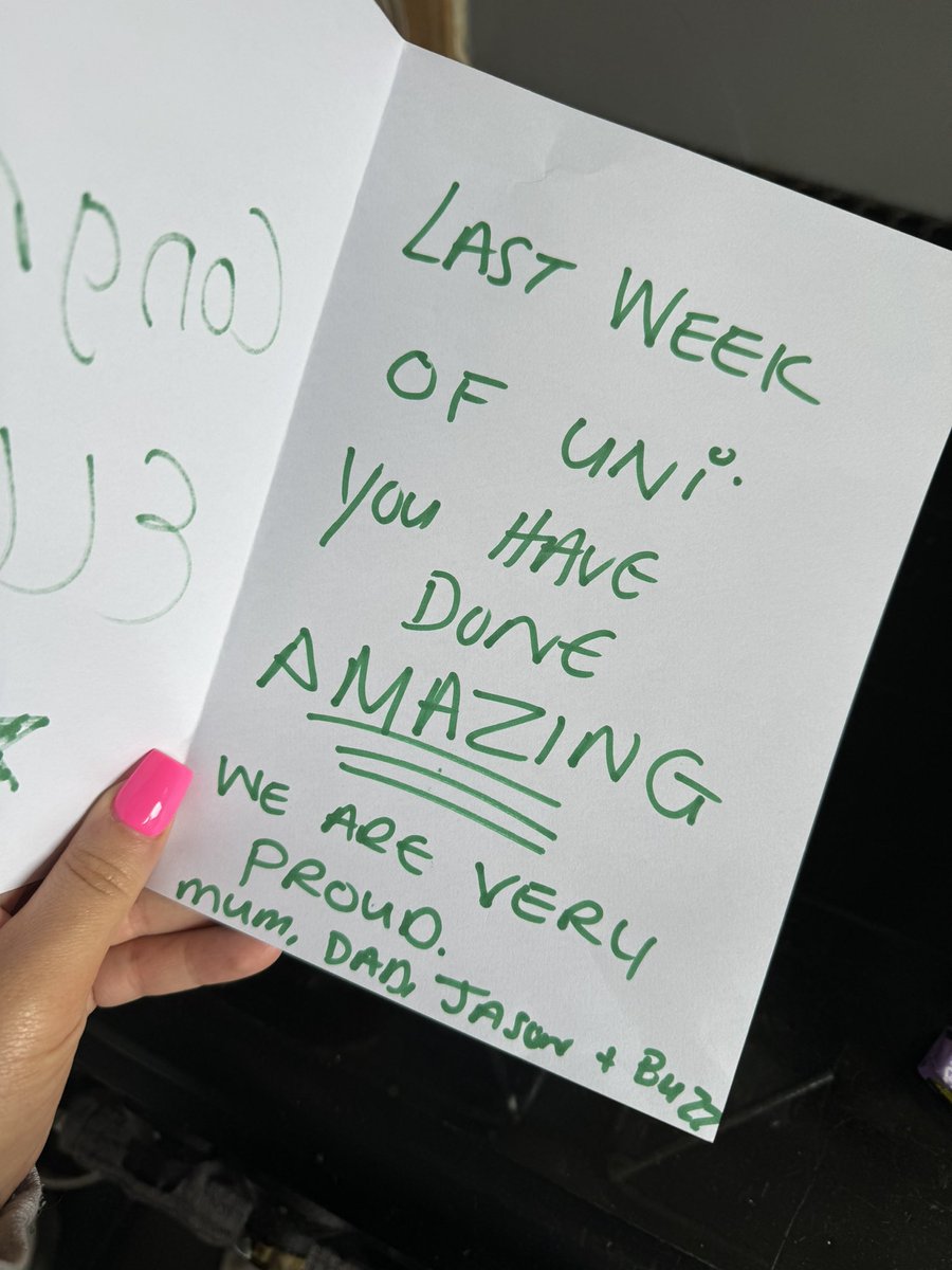 It wouldn’t be the final week of uni if I didn’t post the final note from my beautiful mum🥹

I cannot wait to shout “I DID IT MOM &amp; DAD” at my graduation 🤍

I hope I’m half the parents to my baby as what you both have been to me🥹🤍👶🏻

#thebestparents