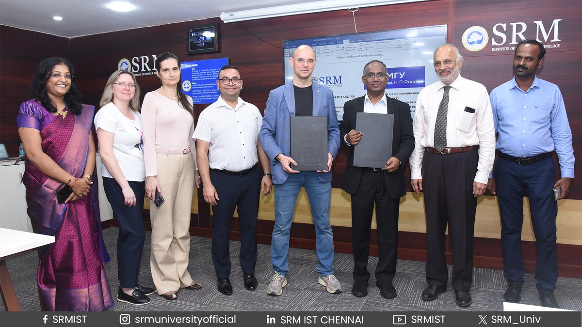 SRM_Univ's tweet photo. The #SRMIST and #NationalResearch Ogarev Mordovia State University, #Russia, has signed🖋️ a #MoU to establish Academic and Research #collaboration in the fields of Engineering and Technology, Medicine, Science and Humanities, and others respectively.

#internationalrelations https://t.co/Zyodc4iGQ5