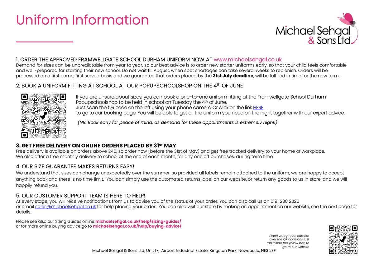 For the attention of all Year 6 parents and carers who have accepted a place in our school from September. We have have sent information in an email regarding the requirements for our school uniform and details of our suppliers. Any questions please get in touch.