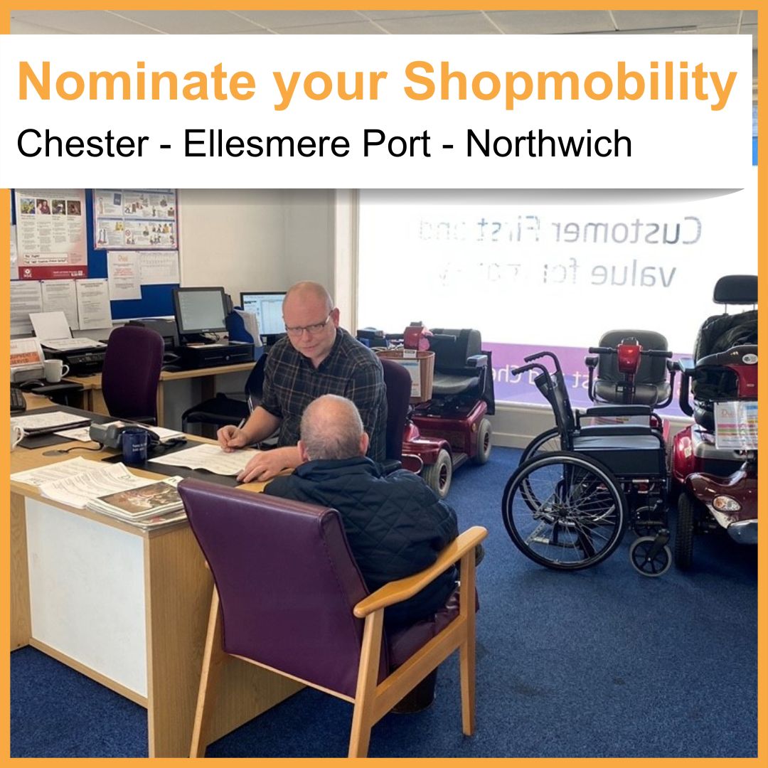 📣 We need you to vote for us! @ShopMobilityUK are looking for the 2024 winner for the Tom Hillier award & it could be the Shopmobility Centre that you use! Vote here 👉 buff.ly/3vuZItJ #DisabilityRights #Disability #IndependentLiving #Mobility #Chester @ShitChester