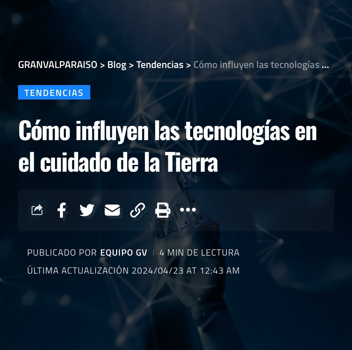 Cómo influyen las tecnologías en el cuidado de la Tierra granvalparaiso.cl/tendencias/com… vía <a href="/gvalpo/">Granvalparaiso.cl</a>