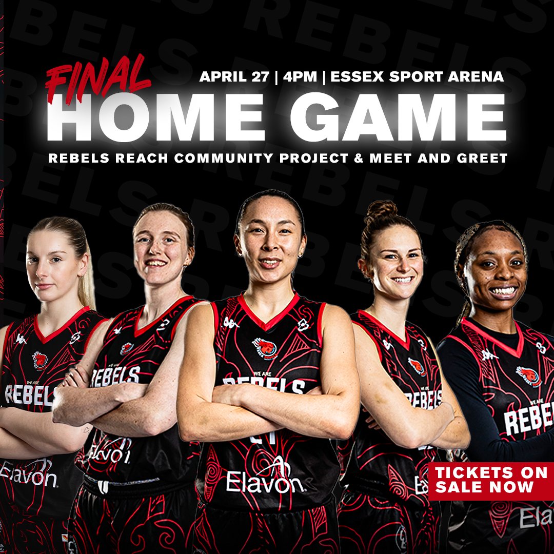 FINAL HOME GAME of the season 📆! 📆 Saturday, 27 April 📍 Essex Sport Arena ⏰ 4pm Tip-off 🆚 Cardiff Met Archers 🎟 eventbrite.co.uk/e/essex-rebels… Come support your Rebels and help us DEFEND HOME COURT 🥁! #UptheRebs #WeAreRebels