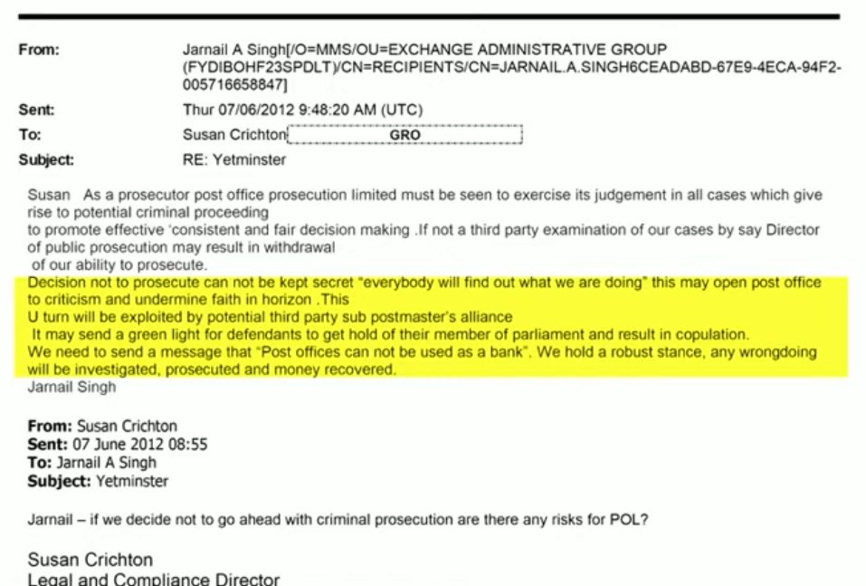 _Lucibee's tweet photo. Just catching up with this morning's session with Susan Crichton at the #PostOfficeInquiry 

Loud gaffaw from the inquiry room at this email from Jarnail Singh. 
#copulation https://t.co/tdcquHa8Gx