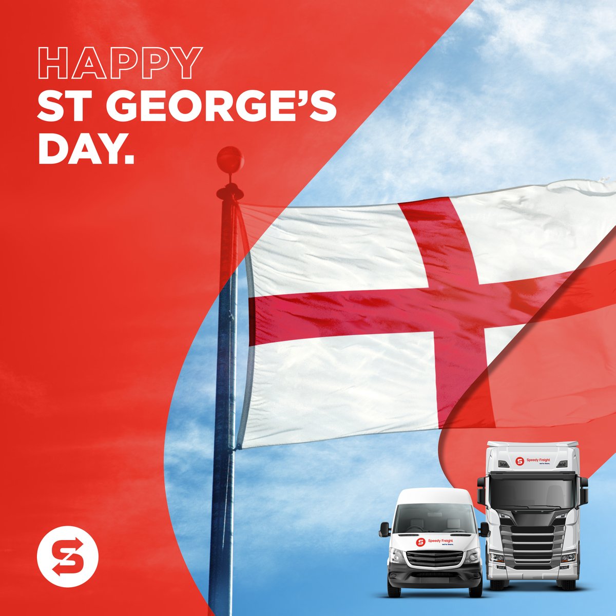 Happy St. George’s Day! ➡️ Need something delivered today? Contact your local Speedy Freight branch: hubs.la/Q02tLk640 #SameDayDelivery #SameDayCourier #SpeedyFreight #Transport #Logistics
