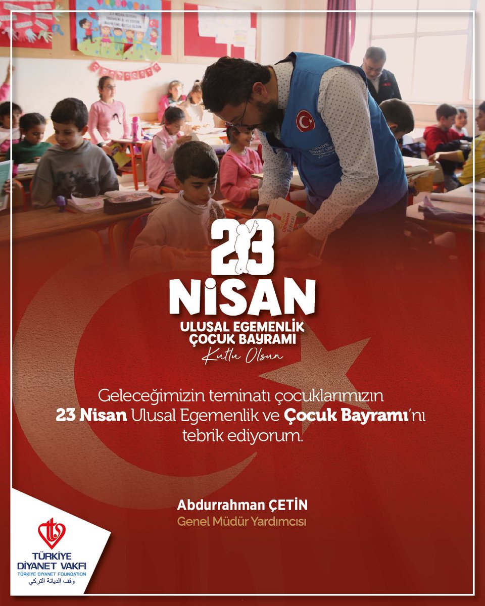 Geleceğimizin teminatı çocuklarımızın 23 Nisan Ulusal Egemenlik ve Çocuk Bayramı’nı tebrik ediyorum.