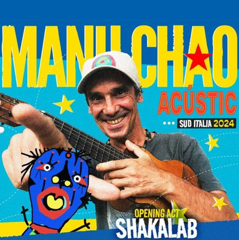 Manu Chao Acustic a Bagheria!
20/08: Concerto imperdibile al Piccolo Parco Urbano!  Un'esperienza unica con Shakalab!  Biglietti su Ciaotickets &amp; pt. vendita ciaotickets.com #ManuChaoAcustic #Bagheria #Palermo #MusicaDalVivo #Shakalab #Concerto #sponsorticket #ciaotickets