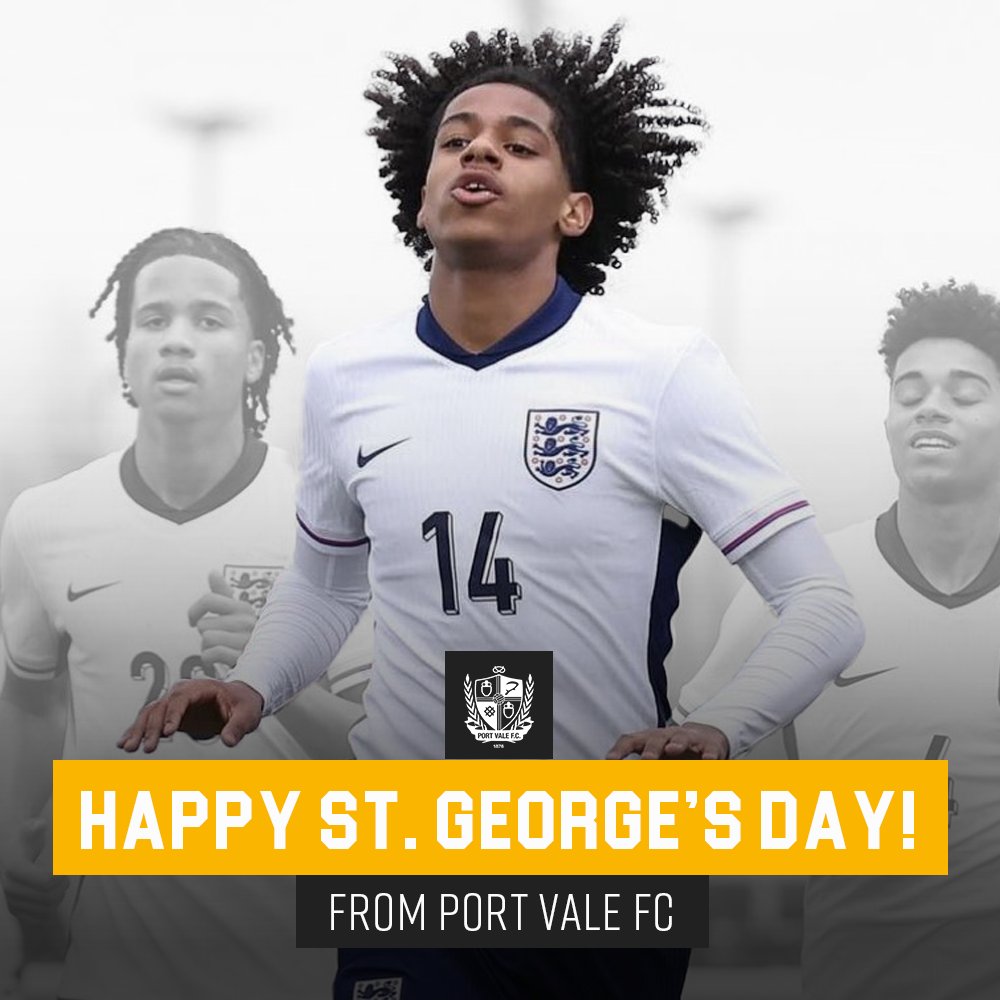 Happy #StGeorgesDay from everybody at Port Vale FC! 🏴󠁧󠁢󠁥󠁮󠁧󠁿 #PVFC | #UTV