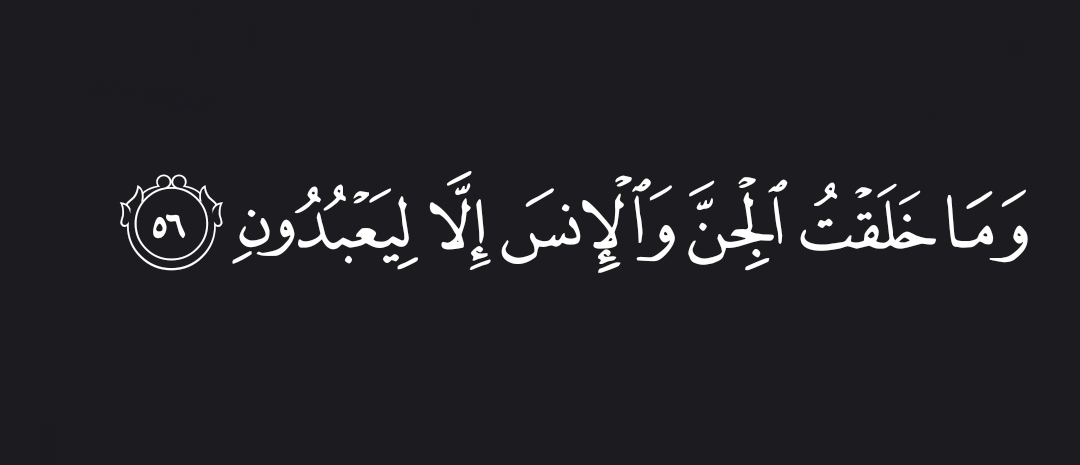 “I did not create jinn and humans except to worship Me.” — Al Qur’aan [51:56]