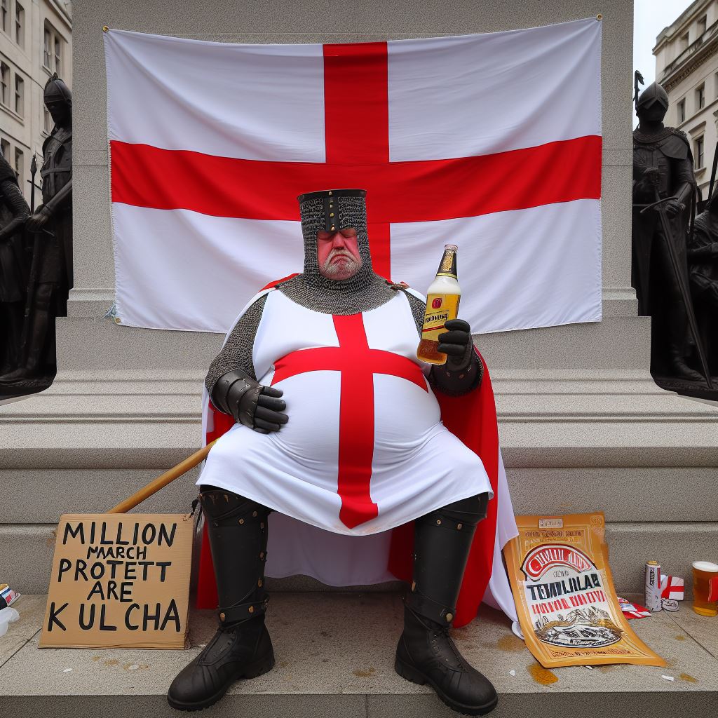 The big day is finally here and it's almost timefor the #millionmarch. 

Just waiting on the other 999,999 patriots,  I'm sure they'll be here soon.
 
Protekt are kulcha!

#proudtobeenglish #StGeorgesDay #saintgeorge #StGeorgesDay2024 #english #england #rememberengland