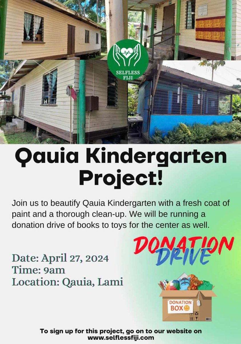 If you keen and willing to donate reading books and toys ,please do drop us a message. 

You can sign up as a volunteer on our website selflessfiji.com and register to the project then join us for the activity this Saturday

#TeamFiji