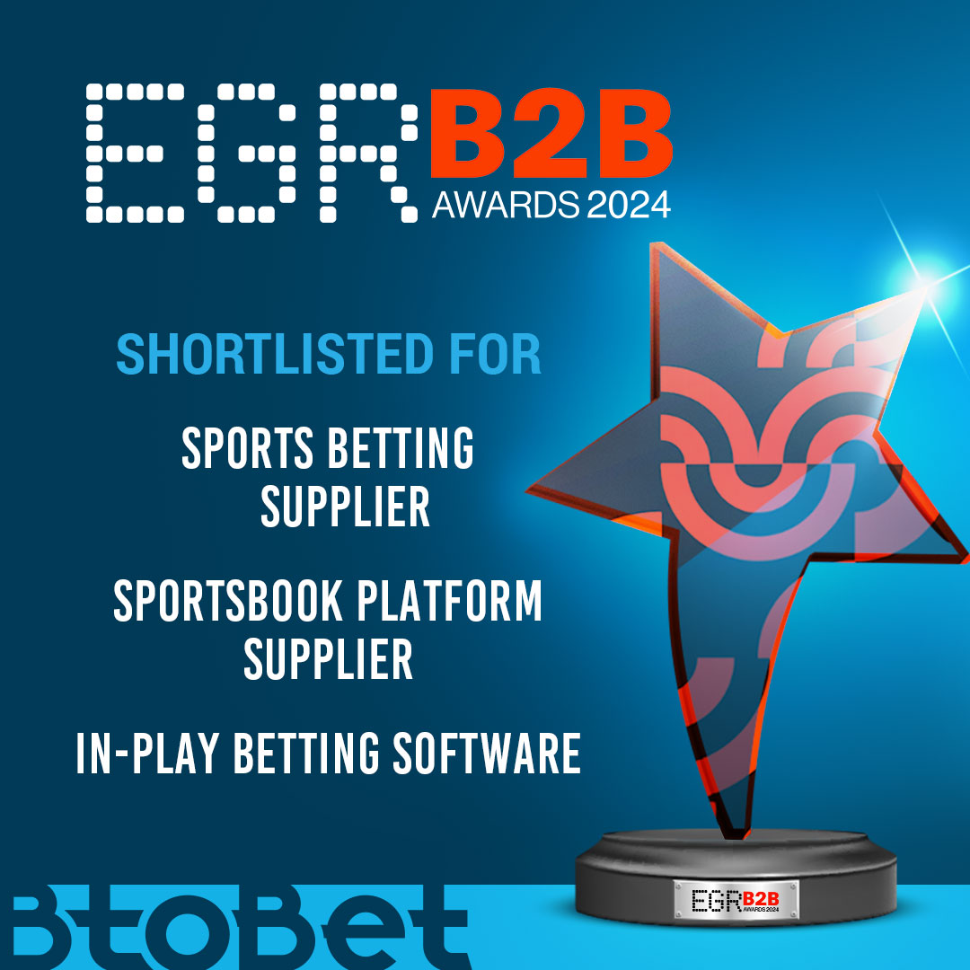 Excited to announce BtoBet's nomination in 3 categories by the prestigious EGR B2B Awards - Sports betting supplier, Sportsbook platform supplier, In-play betting software! 

Winners announcement: June 13, London

#EGRGlobal #B2BAwards