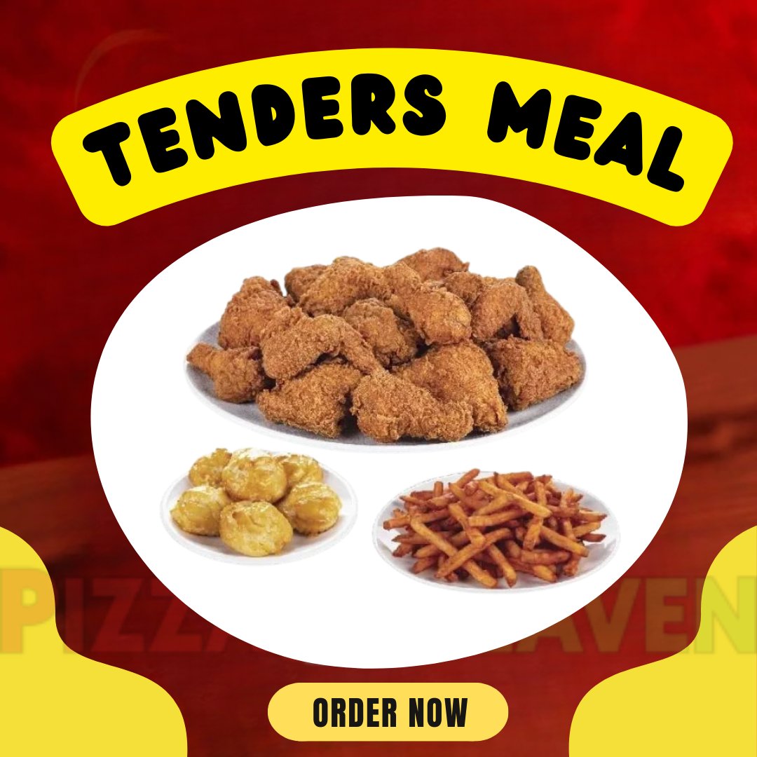 👉Craving something delicious? Indulge in our tantalizing Tender's Meal! Perfectly cooked, juicy tenders paired with your favorite sides. Satisfaction guaranteed. 😋 
#TendersMeal #ComfortFood #DeliciousDining
👉mypizzaheaven.com