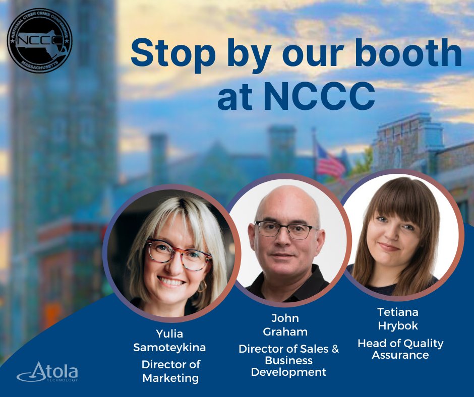 Atola_Insight's tweet photo. Welcome to our booth at #NCCC2024 in Norwood!

Our team is ready to answer any questions you may have. We'll be showcasing the key capabilities of Atola hardware imagers. Curious to learn more? Visit us at Atola booth – we can't wait to see you!
#dfir #digitalforensics #nccc https://t.co/BoirUooakz