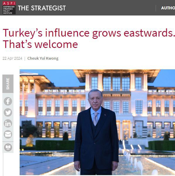 Avustralya Stratejik Politika Enstitüsü: 'Türkiye'nin etkisi doğuya doğru artıyor ve bu hoş karşılanıyor. Cumhurbaşkanı Erdoğan'ın Hint Okyanusu'na kadar uzanan bir etkisi var. Türkiye'nin Afrika Boynuzu'nda artan etkisinden Çin rahatsız oldu.'
