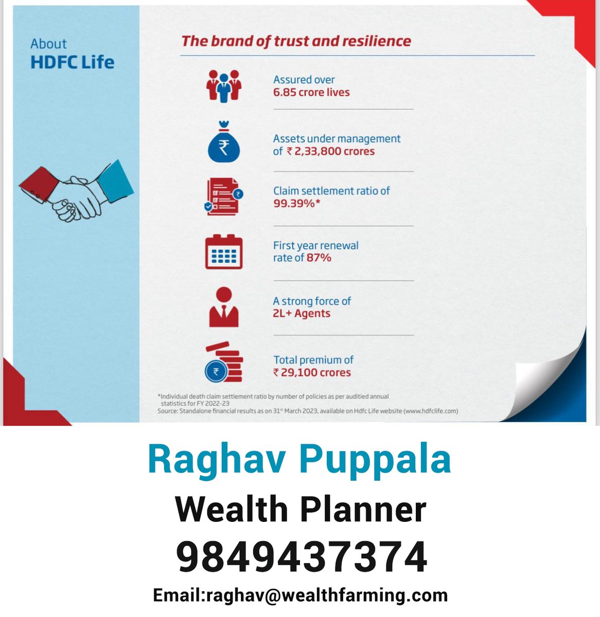 HDFC Life Insurance for more details call: 9849437374
#assured #claimsettlement #renewalrate #agents #premium #policies #hdfclifeinsurance #wealthplanner