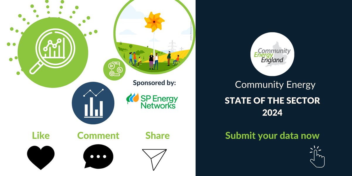 ⏰ Don't miss out! You still have time to contribute to the #CommunityEnergy State of the Sector 2024 survey. Your insights will help map the landscape of community energy in England and the UK. Like if you're planning to submit, RT and comment if you've already contributed!