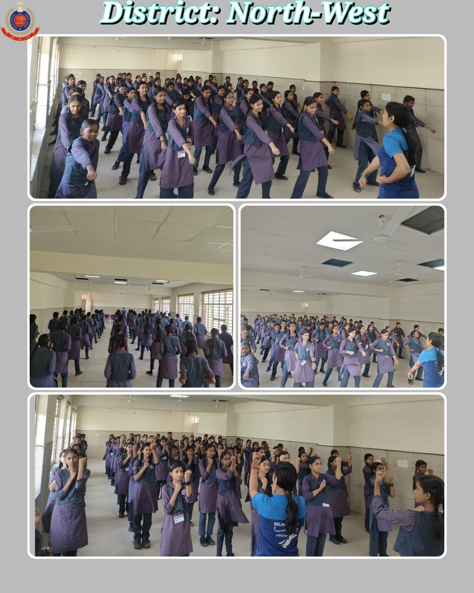 👮🏻Under *Shashakti* initiative of #DelhiPolice, North West District's Parivartan Cell staff imparted Self Defence Training to young girls of Sarvodaya Vidhyalaya, Keshav Puram & motivated them to be vocal & report any mishap immediately.🫡 #DelhiPoliceCares🇮🇳