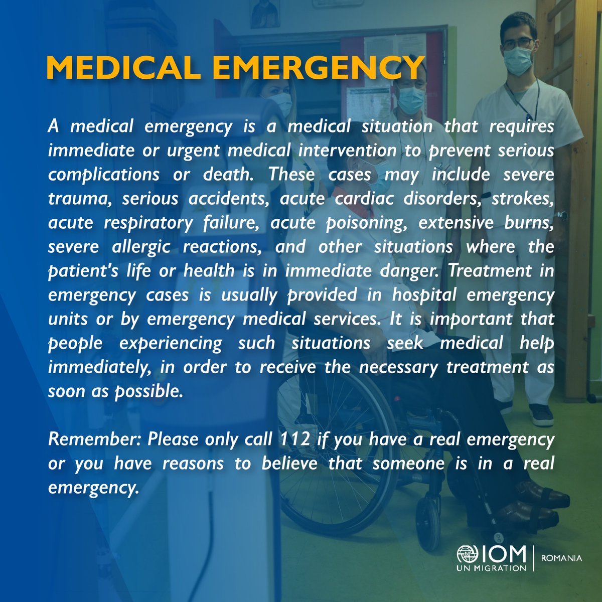 IOMRomania's tweet photo. ❓Do you know our #MedicalTerm of the week? This week we look at Medical Emergency. https://t.co/T3Qndtz9jZ