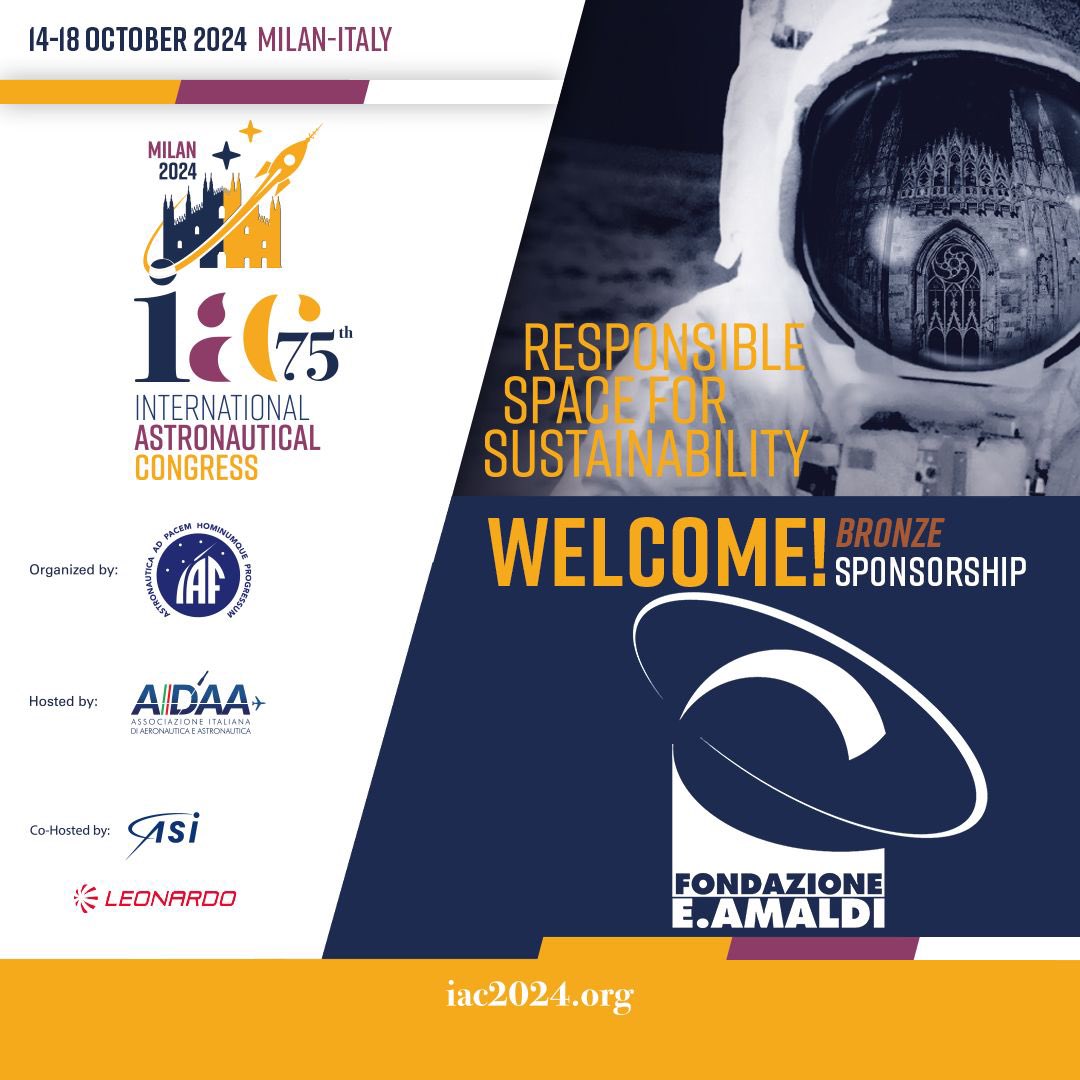 Fondazione E. Amaldi is thrilled to announce the partnership as a 𝐁𝐫𝐨𝐧𝐳𝐞 𝐒𝐩𝐨𝐧𝐬𝐨𝐫 for the prestigious International Astronautical Congress 2024, this year in #Milan!